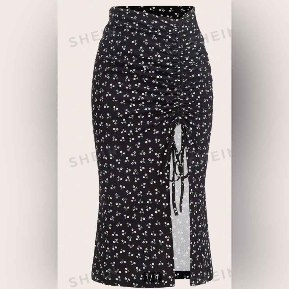 Floral print spilt skirt